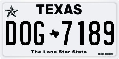 TX license plate DOG7189