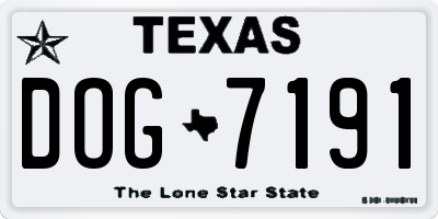 TX license plate DOG7191