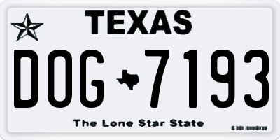 TX license plate DOG7193