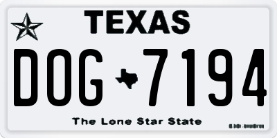 TX license plate DOG7194