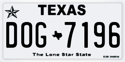 TX license plate DOG7196