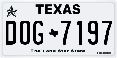 TX license plate DOG7197