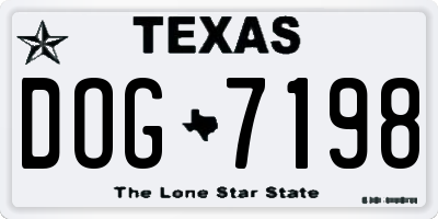 TX license plate DOG7198