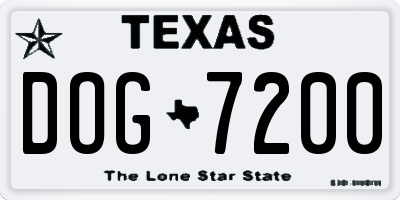 TX license plate DOG7200