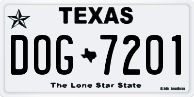 TX license plate DOG7201