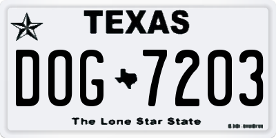 TX license plate DOG7203