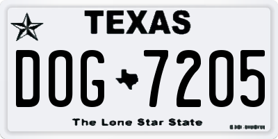 TX license plate DOG7205