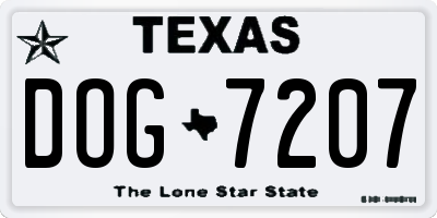 TX license plate DOG7207
