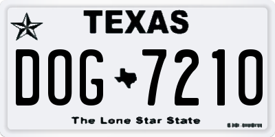 TX license plate DOG7210