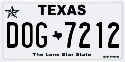 TX license plate DOG7212