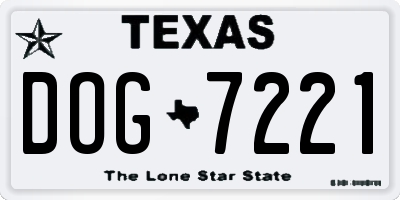 TX license plate DOG7221