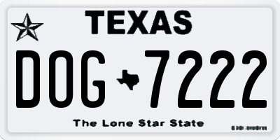 TX license plate DOG7222