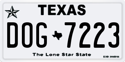TX license plate DOG7223