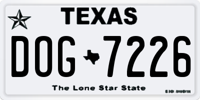 TX license plate DOG7226
