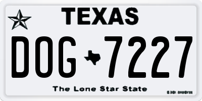 TX license plate DOG7227