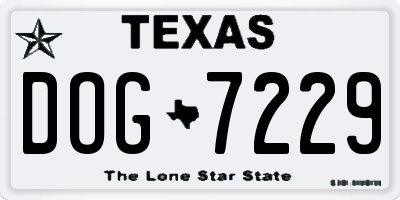 TX license plate DOG7229