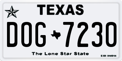 TX license plate DOG7230