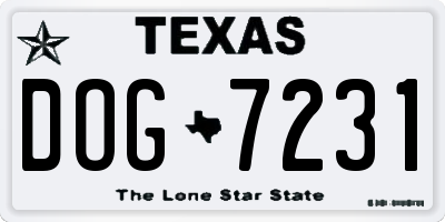 TX license plate DOG7231