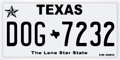 TX license plate DOG7232