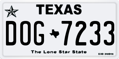 TX license plate DOG7233