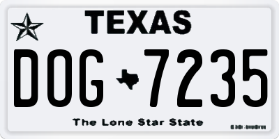 TX license plate DOG7235