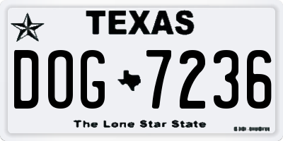 TX license plate DOG7236