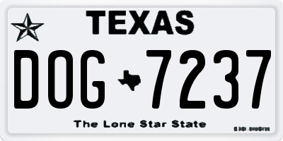 TX license plate DOG7237