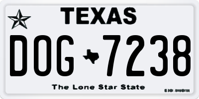 TX license plate DOG7238