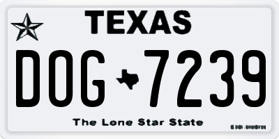 TX license plate DOG7239