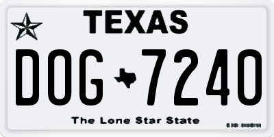 TX license plate DOG7240