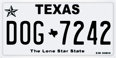 TX license plate DOG7242