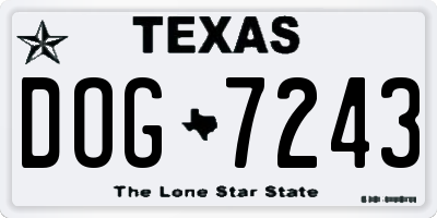 TX license plate DOG7243