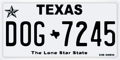 TX license plate DOG7245