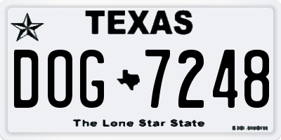 TX license plate DOG7248