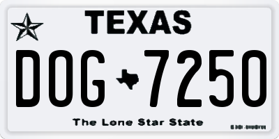 TX license plate DOG7250