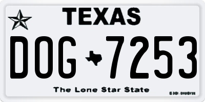 TX license plate DOG7253