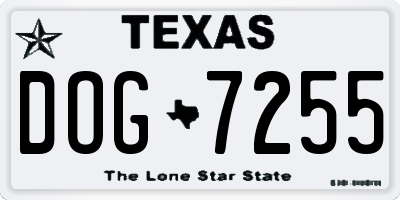 TX license plate DOG7255