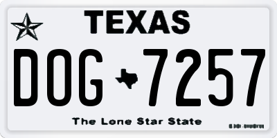 TX license plate DOG7257