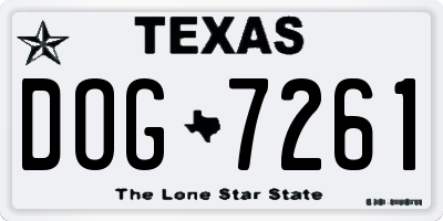 TX license plate DOG7261