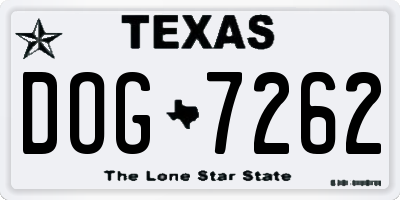 TX license plate DOG7262