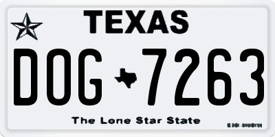 TX license plate DOG7263