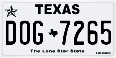 TX license plate DOG7265