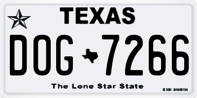 TX license plate DOG7266