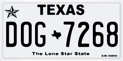 TX license plate DOG7268