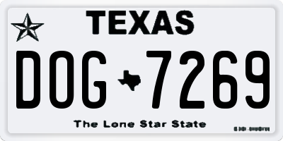 TX license plate DOG7269