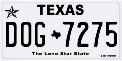 TX license plate DOG7275