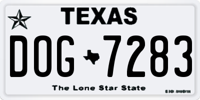 TX license plate DOG7283