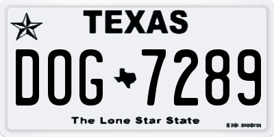 TX license plate DOG7289