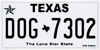 TX license plate DOG7302