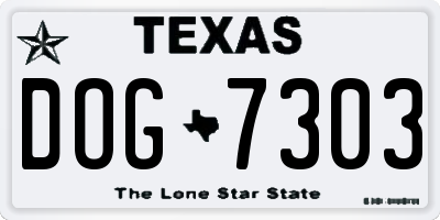 TX license plate DOG7303